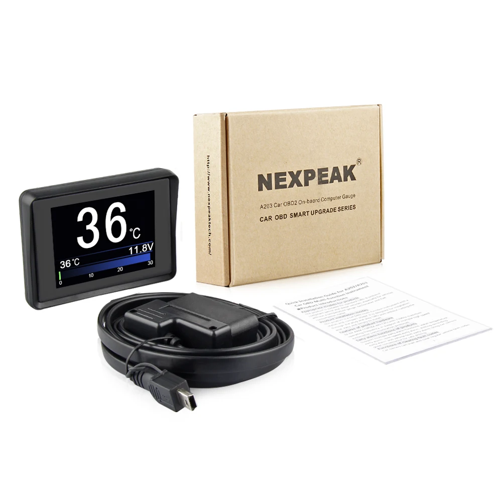 NEXPEAK A203 OBD2 On-board Computer Car Digital Computer Trip Display Speed Fuel Consumption Temperature Gauge OBD2 Scanner buy car inspection equipment