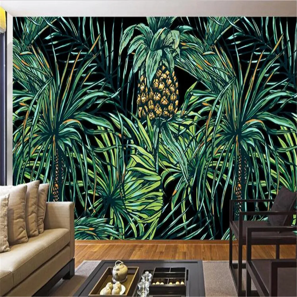 

milofi HD hand painted Southeast Asian style palm tree leaves mural background wall