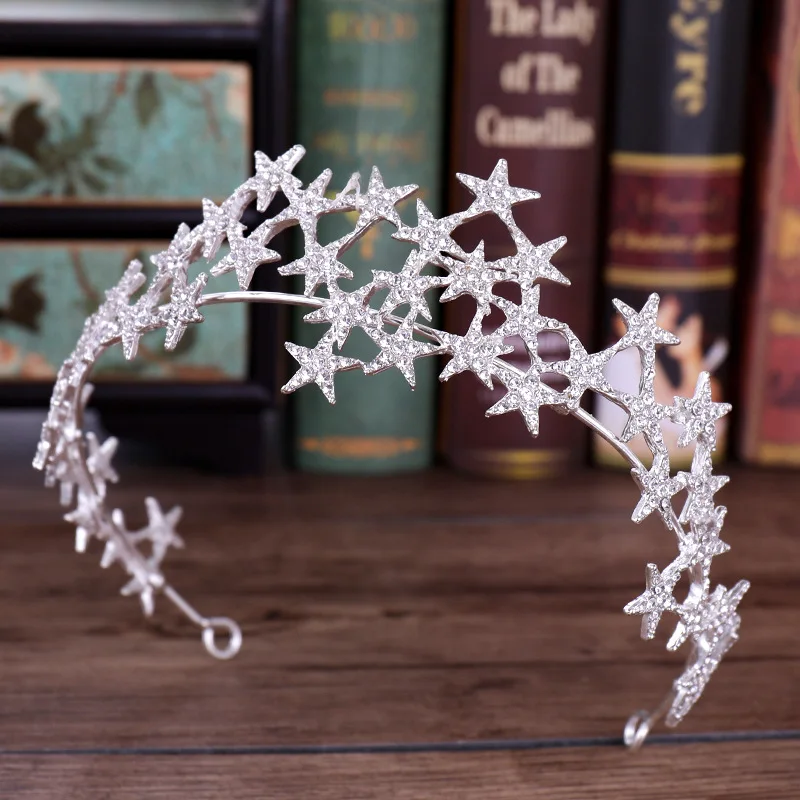 

Mission Ming Crown Hot Sales Crown Hair Clasp Star Man-made Diamond Headdress Wedding Accessories Bride Accessories