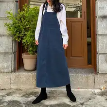  Celmia Winter Women Corduroy Dress 2022 Autumn Loose Sleeveless Apron Dress Fashion Sexy Spaghetti Strap Pockets Party Midi Robe 