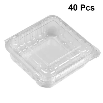 

40pcs Packing Box Eco-friendly PET Plastic Uptake Safe Transparent Disposable Thickened Square Breathable Fruit Box for Supermar