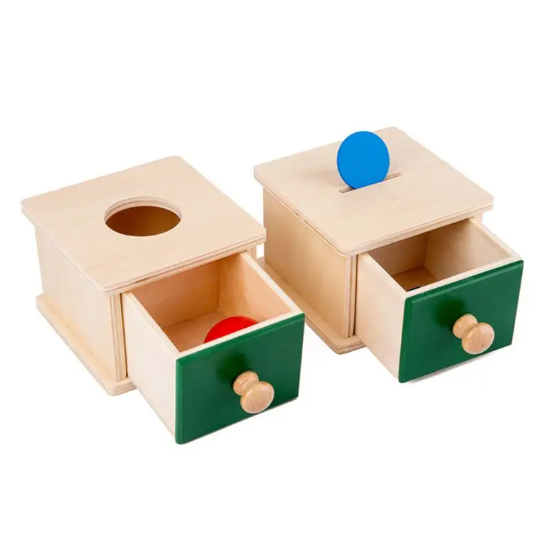 Детская деревянная монета мяч соответствующая коробка Монтессори инструменты для детей