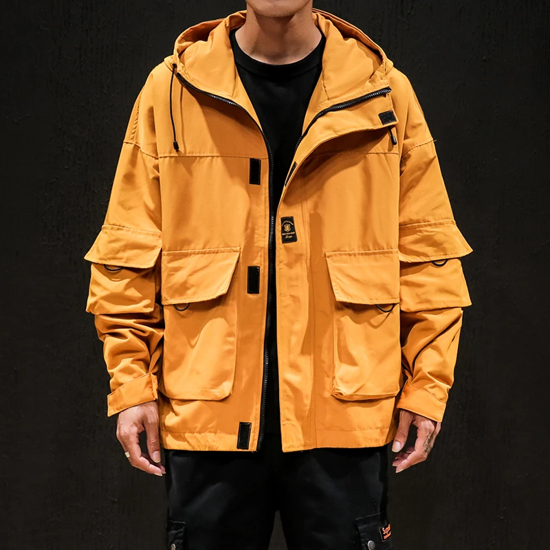 

Privathinker Pockets Safari Style Men Jackets 2020 Hip Hop Streetwear Mens Jackets Warm Coat Oversize Yellow Clothes Autumn