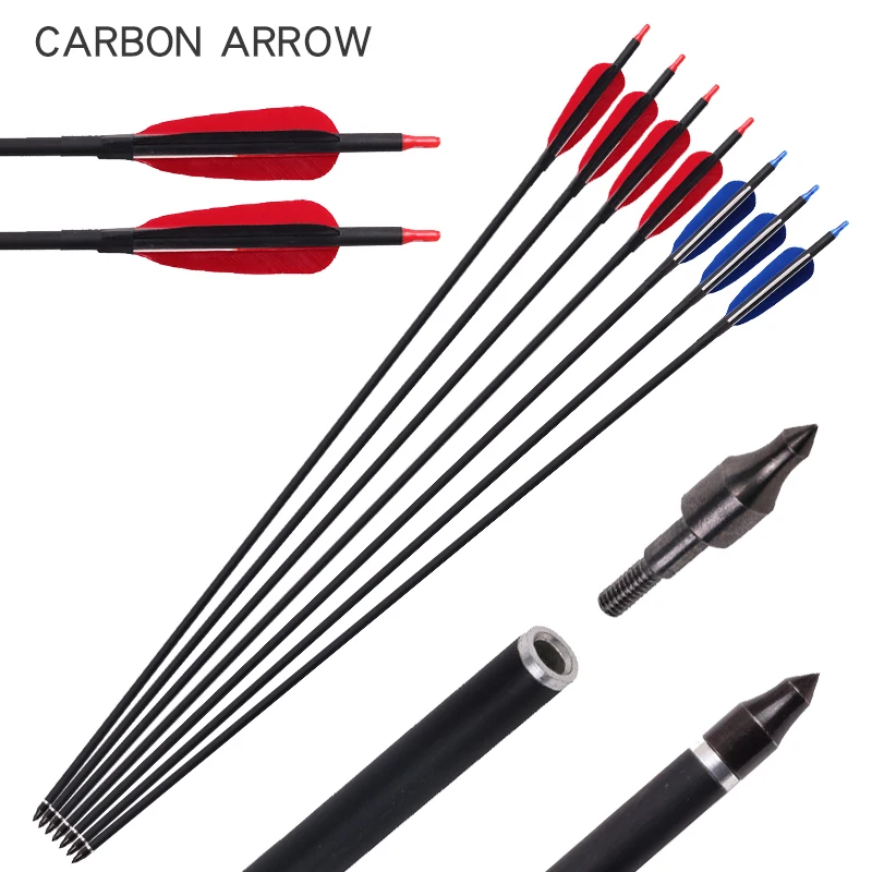 

3/6/12pcs Archery Carbon Arrows 31inch Diameter 7.8 mm Fit 20-50lbs Compound/Recurve Bow and Arrow For Adults Hunting Shooting