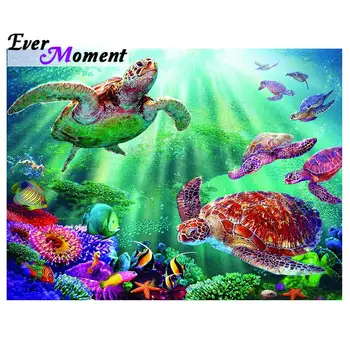 

Ever Moment Diamond Painting Colorful Underwater World Sea Turtle Fish Mosaic Embroidery Home Wall Decoration Gift 5L026