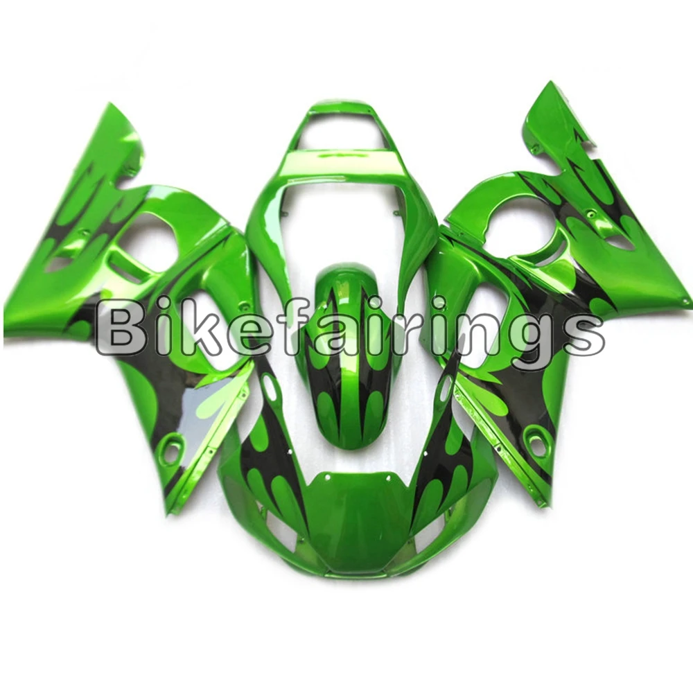 Капоты для Yamaha YZF-600 R6 1998 1999 2000 2001 2002 R6 впрыска ABS в комплекте зеленого и черного цветов кузова комплект крышек