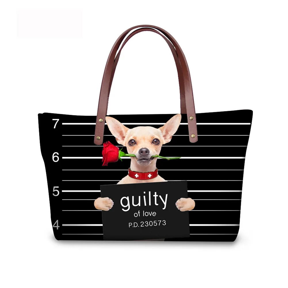 

Customizable ladies handbag cat and dog printed shoulder bag ladies handbag and leather wallet clutch bag Bolsa Feminina