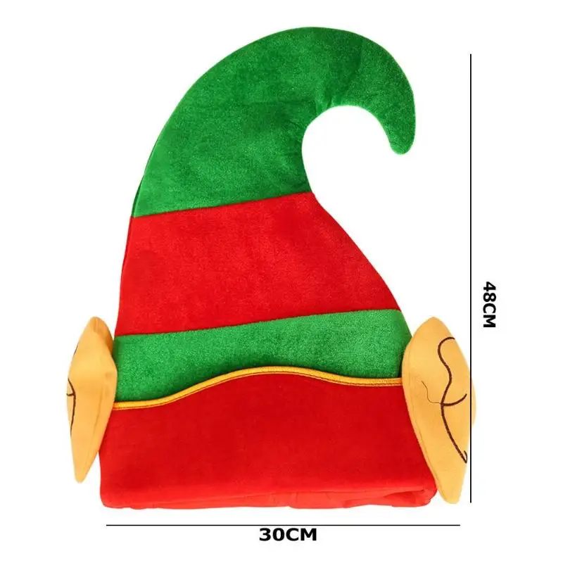 Милый год Рождество Эльф шляпа с ушками плюш красный зеленый полосатый мультфильм фестиваль вечерние декоративные подарок для детей - Цвет: B