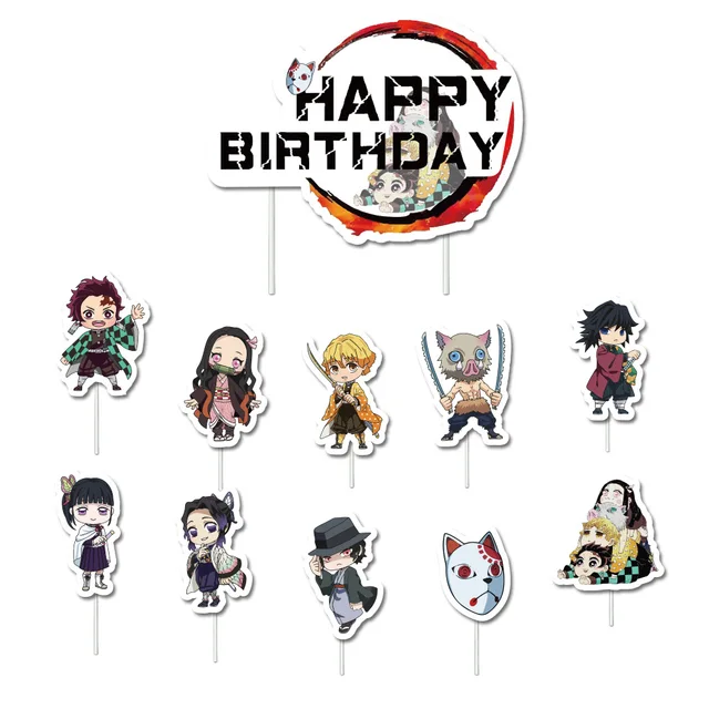 Conjunto de bonecos de topo de bolo Demon Slayer (Kimetsu no Yaiba) com 6  materiais de festa para decoração de bonecos de desenho de aniversário :  : Brinquedos e Jogos