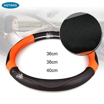 

1Pcs PU Leather Car Steering Wheel Cover Breathable Anti Slip Steering Covers Suitable 35-40cm Auto Decoration (S/M/L)