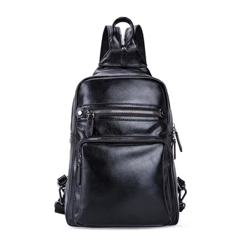 

Men's Bag New Style Men Backpack Multi-functional Chest Pack Shoulder Bag PU Leather Outdoor Travel Bag