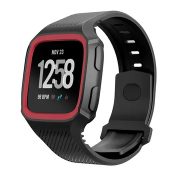 

2 in1 Silicone For Fitbit Versa Wristband Wrist Strap With Full Protective Case Cover Frame Watch Band Strap For Fitbit Versa