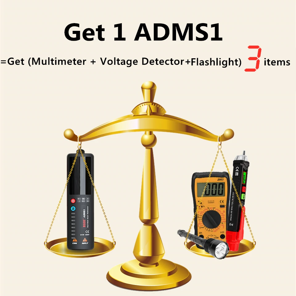 BSIDE 2.4’‘ LCD Voltage Detector Non-contact Circuit Volt Tester Pen Voltmeter NCV Socket Live Wire Check Hz Ohm Continuity