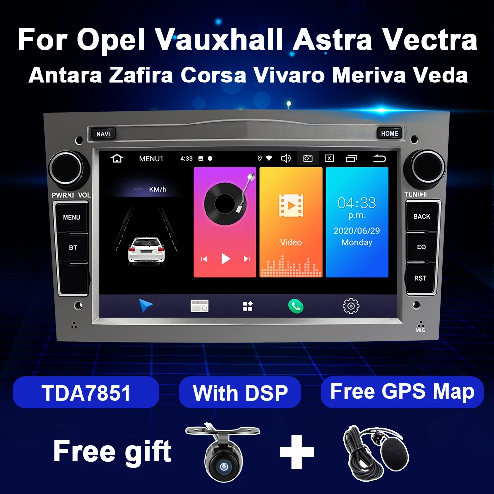 Автомагнитола 2Din на Android 10 для Opel Astra H G J Vectra Antara Zafira Corsa Vivaro Meriva Veda мультимедийный