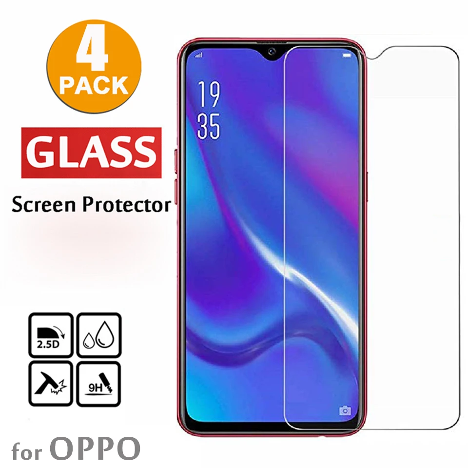 4Pack Tempered Glass for OPPO A5 A9 2020 Glass Screen Protector OPPO F5 F7 F9 F11 Pro A11 A11X A9X A7X A5S A3S Protective Glass