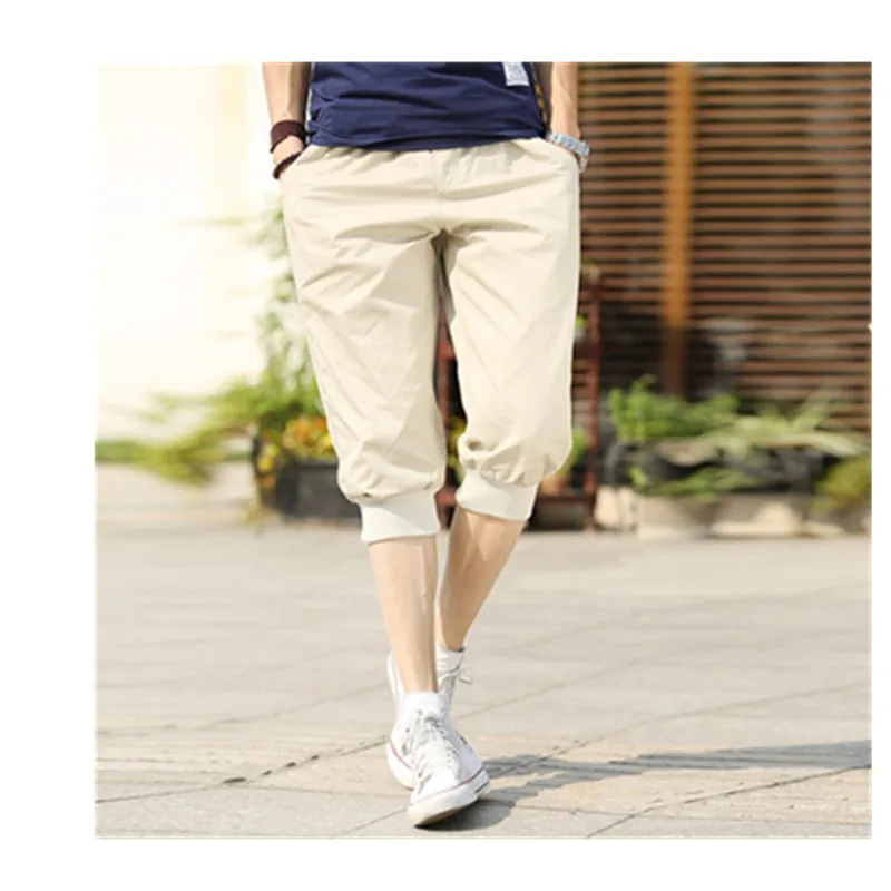 Новинка, мужские шорты, одноцветные, классические, повседневные, черные, синие, тонкие, деловые, повседневные, семь точек, шорты