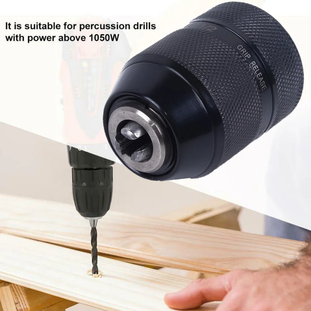 

1/2 Thread 0.8-10mm Keyless Metal Drilling Chuck For Hand Electric Drill Black