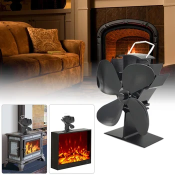 

4 Blades Fireplace Fan Thermal Energy Burner Fan Heat Driven Circulation Eco Warm Winter Fireplace Fan Fireplace Parts