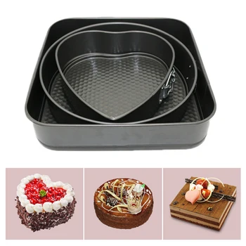 

3Pcs Carbon Steel Baking Mold Bakeware Cake Baking Moulds Non-stick Cake Baking Pan Loose Base Baking Tray Kitchen Tools