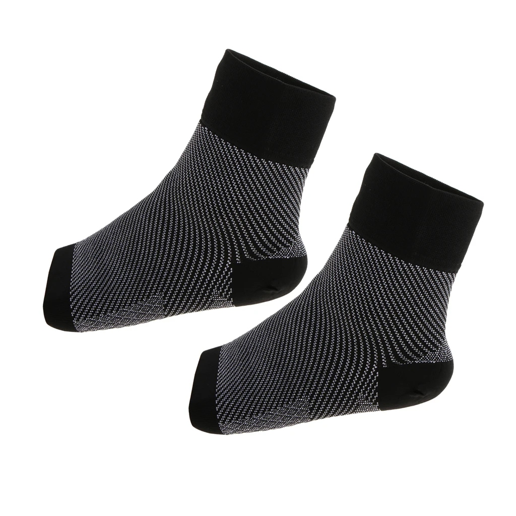 1 Pair Ankle Compression Sleeve - Brace Support, Relieve Plantar Fasciitis, Reduces Pain/Swelling for Men and Women Black