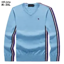 Хлопок осенние мужские свитера с длинным рукавом с v-образным вырезом повседневные мужские трикотажные свитера модные маленькие лошади мужские трикотажные топы