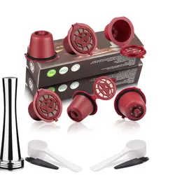 Reusable Coffee Capsule with Stainless Steel Filter and Kitchen Tamper (AS PICTURE)