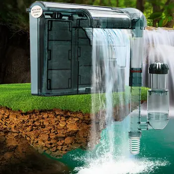

External Wall-mountable Oil Film Processing Aquarium Air Pump Waterfall Aquarium Filter Tank Accessories