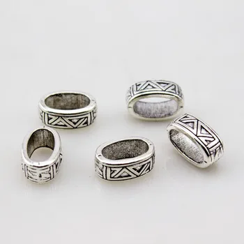 

Ciseng 20 PCS Antique Silver Color Carve Big Hole Spacer Beads fit 11*6mm Square Leather Cords Bracelet Necklace Making Findings