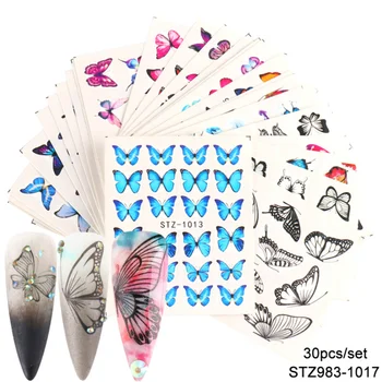 

30PCS Creative Nail Art Sticker Butterfly Nail Patch Watermark Nail Butterfly Decals Nail Art Decor for Children (Colorful)
