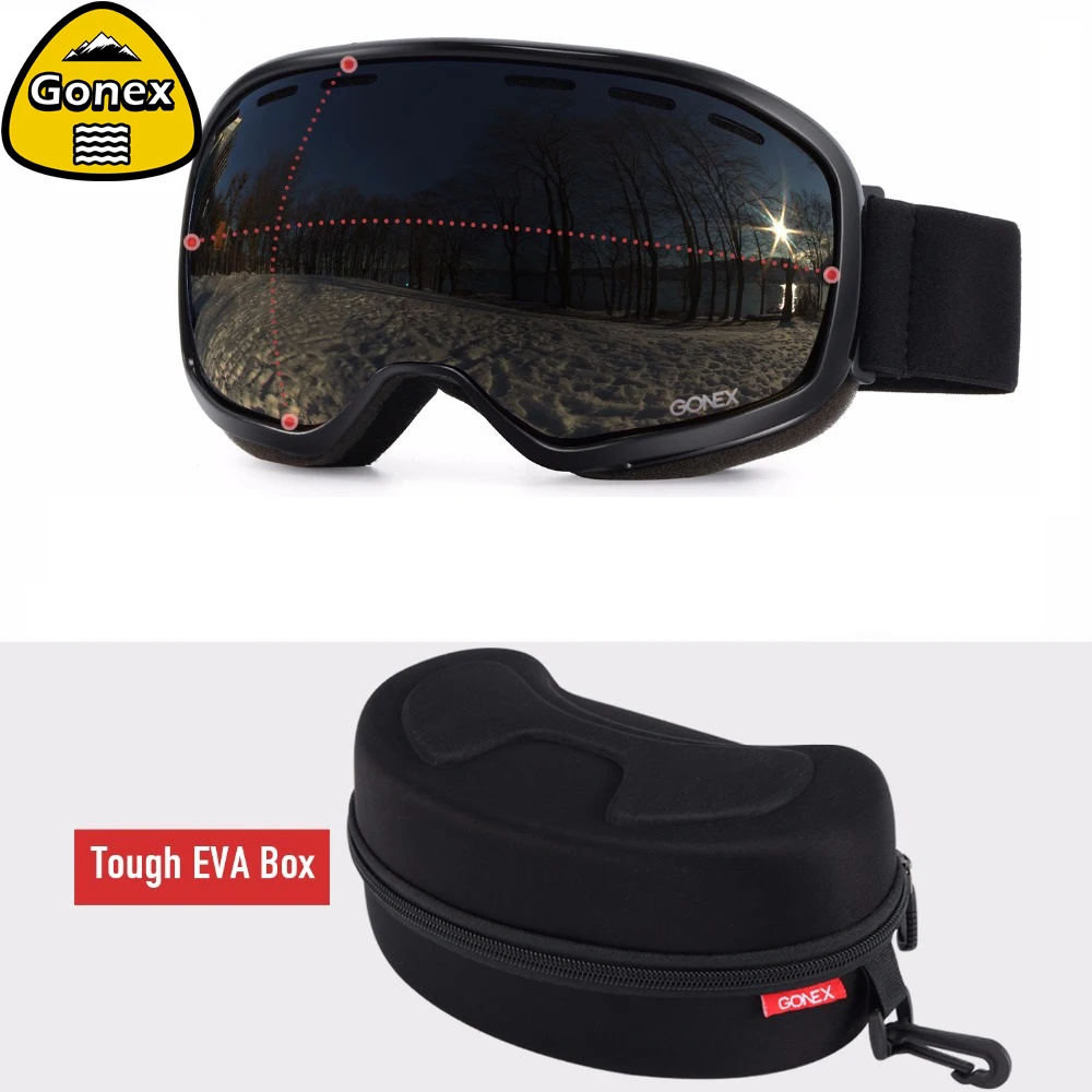 Горнолыжные очки Gonex 2019 OTG мужские и женские защита UV400 двойные сферические линзы