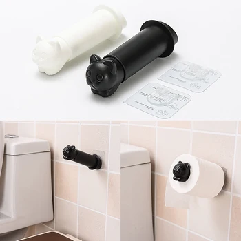 

1PCS Cartoon Cat Wall-Mounted Toilet Paper Holder Telescopic Tissue Holder Kitchen Tissue Roll Dispenser Bath Paper Towel Roll