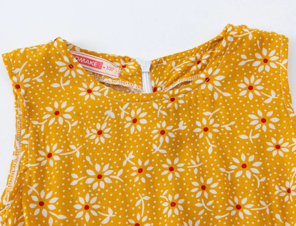 Toddler Baby Kids girls dress Floral Flowers Ruched Strap Summer Princess Dress 2-7 Years old children clothes summer #B