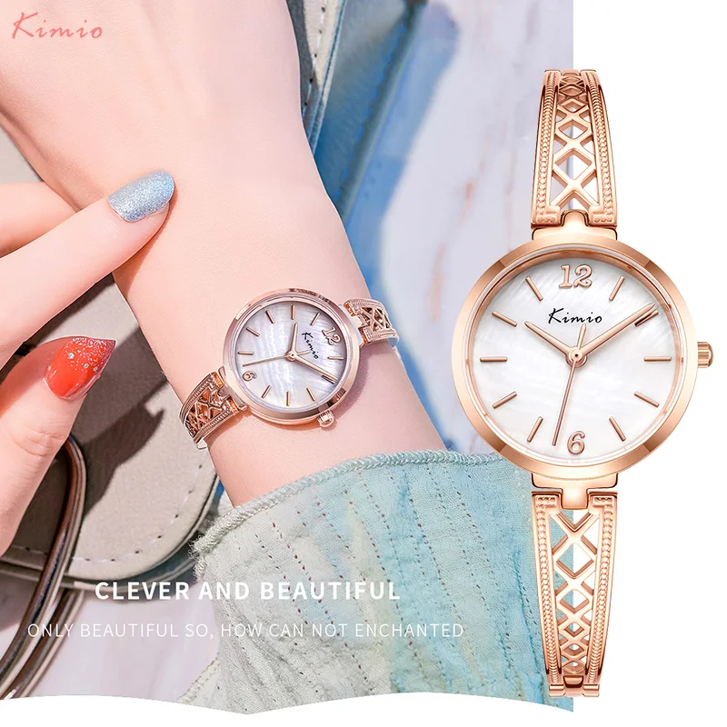 Kimio брендовые роскошные женские часы с браслетом, модные женские наручные часы под платье, женские кварцевые спортивные часы из розового золота, Прямая поставка K6410S