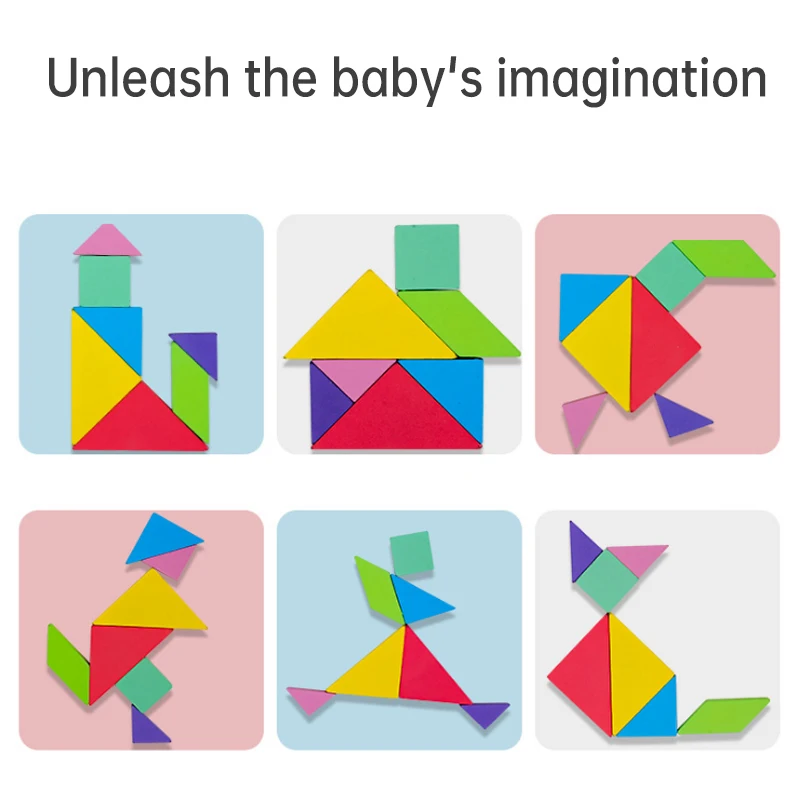 Набор Магнитная 3D Головоломка Tangram игра Монтессори обучающая доска для рисования игры игрушка для мозгов Iq детские игрушки D242