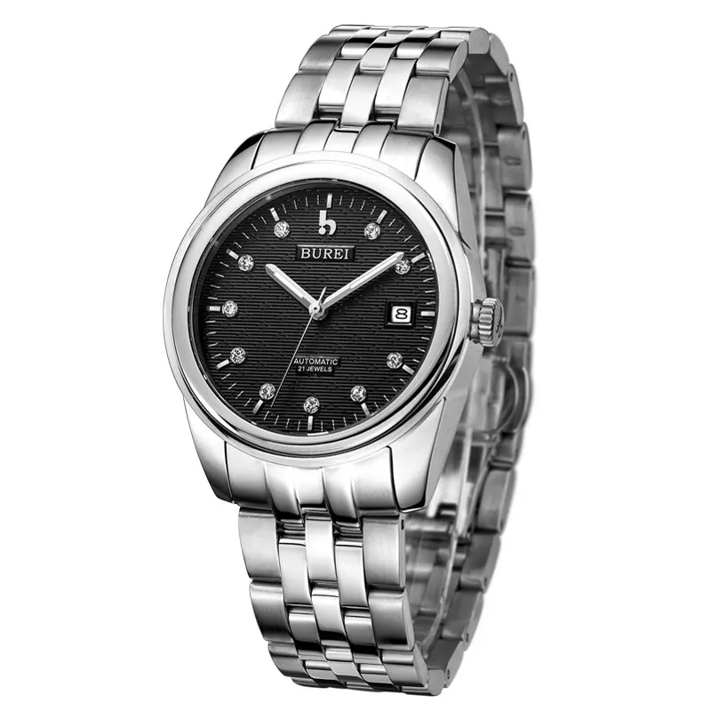 BUREI 5010 Switzerland часы для мужчин люксовый бренд oyster perpetual datejust diamond автоматический самоветер Черный Нержавеющая сталь