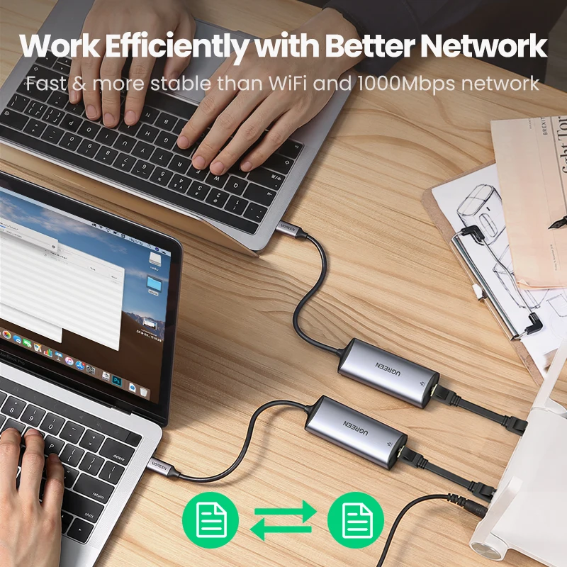 Ugreen 2500Mbps USB C Ethernet Adapter 2.5 Gigabit Type C to Lan RJ45 Network Card for MacBook iPad Pro USB-C Ethernet