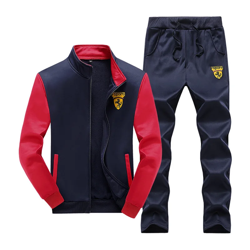 

Autumn 2PCS Tracksuit Men Casual Patchwork Sportwear Set Zipper Jacket Sweatshirt Sweatpants Plus Size Male Joggers Suits 4XL