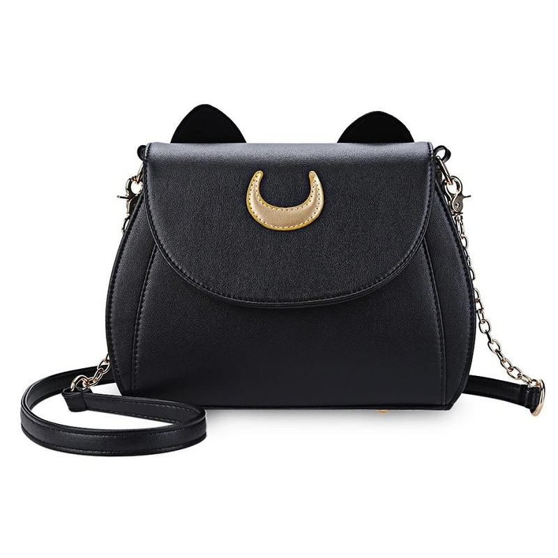 

Summer Sailor Moon Ladies Handbag Black Luna Cat Shape Chain Shoulder Bag PU Leather Women Messenger Crossbody Small Bag
