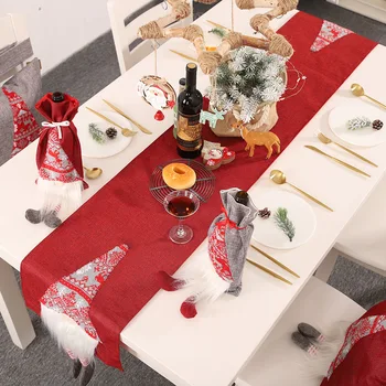 

New Year Table mat Christmas Table Runners Santa Claus Christmas Tree Table Runner Cloth Cover for Home Decoration 180*33cm