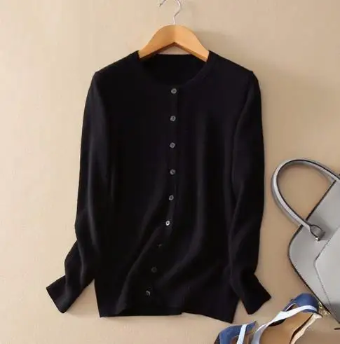 Black Женский кашемировый вязаный кардиган осень зима женский джемпер Pull Femme зимний свитер повседневные топы уличного стиля кардиганы - Цвет: Black