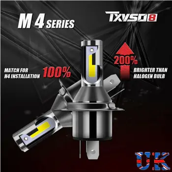 

Txvso8 2Pcs Car Headlight Cob 26000LM White Led Fog Light M4 H4 Hid Headlight UK
