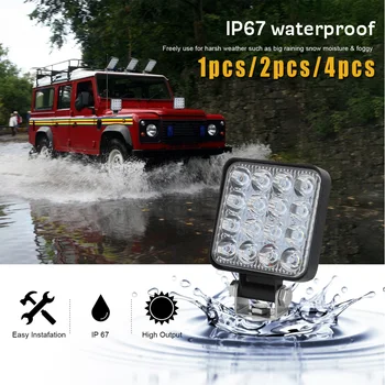 

Car 16-Bead LED Work Light 12V 24V Square Lamp Spotlight Spot Light Waterproof Auto Off-road 16000LM 6000K Work Light
