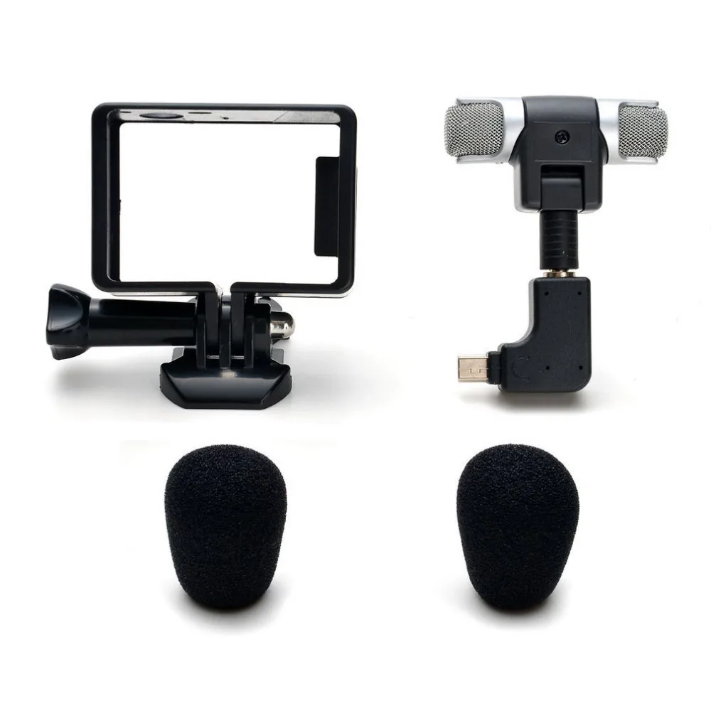 Для Gopro Hero 3/3+/4 мини стерео микрофон защитная рамка чехол крепление для Go Pro Экшн-камера 3,5 мм без шума Мини микрофон