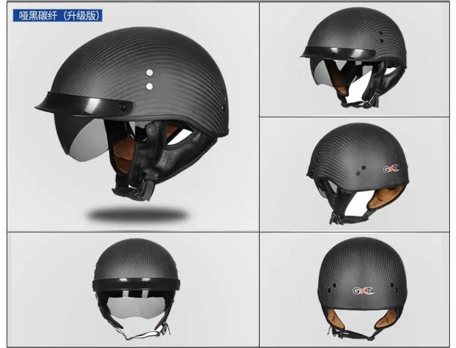 GXT углеродного волокна мотоциклетный шлем в стиле ретро аварии Moto шлем Винтаж скутер открытый шлем мотоцикл для байкеров шлем с визером - Цвет: GXT G510 04