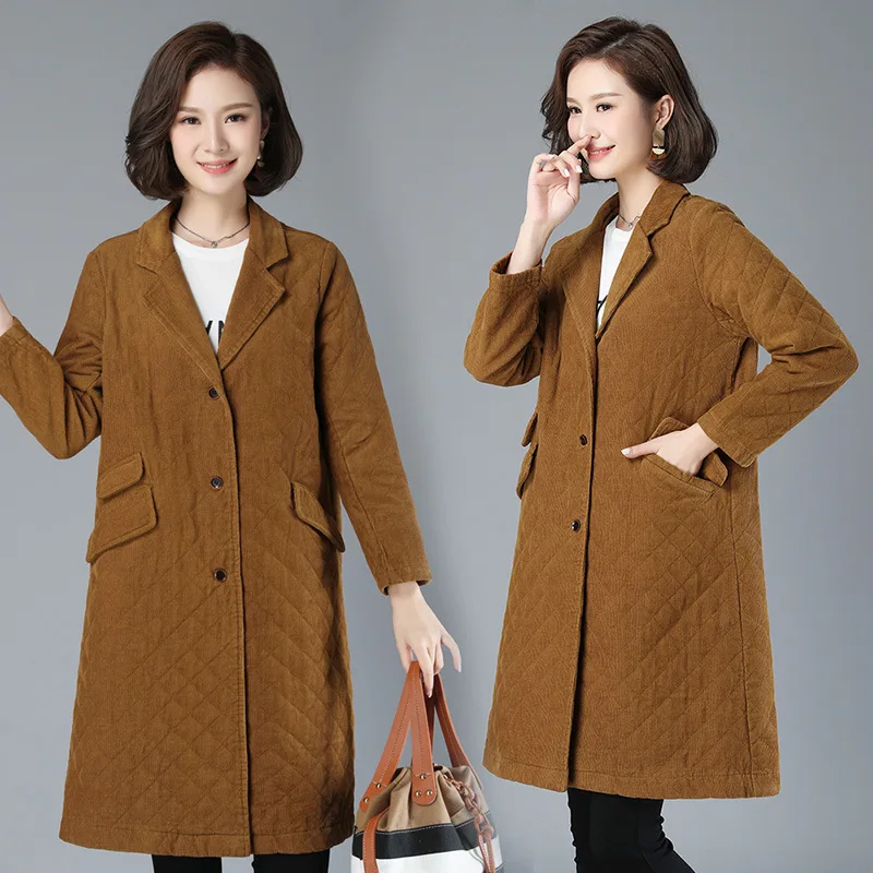 

WOMEN'S Dress Solid Color Commuting Single Breasted Cotton Convention Mid-length Straight-Cut Suit Collar Comfortable