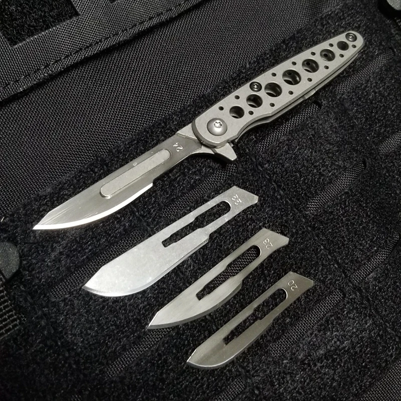 

Titanium Utility Knife Hollow Paper Cutting Art Blade Cutting Box Open Express Knife EDC Back Clip Replaceable Blade