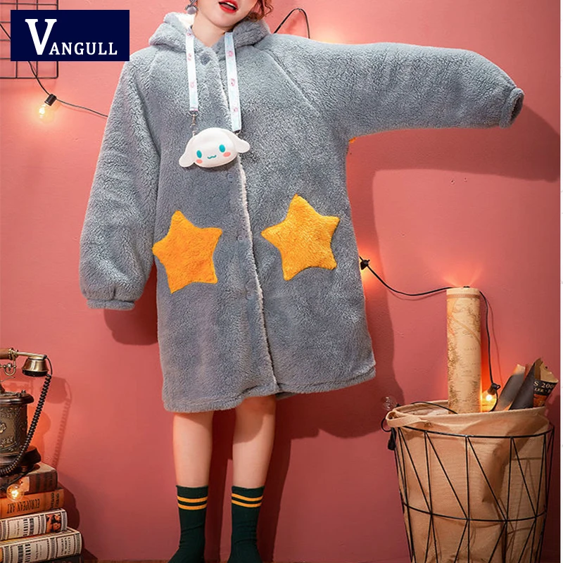 Vangull Женское зимнее длинное пальто с искусственным мехом повседневное милое