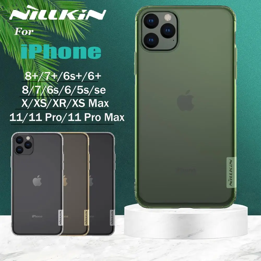 Чехол для iPhone 11 Pro Max X XR XS Силиконовый мягкий прозрачный чехол Nillkin из ТПУ 8 7 6 6s Plus 5S