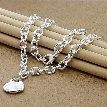 

Hot Selling 925 Sterling Silver Romantic Heart Pendant Necklaces Fashion Jewelry Birthday Party Best Gift