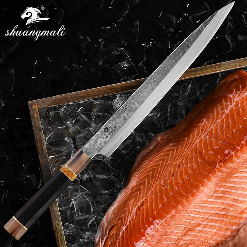 11 Inch Filleting Salmon Knife 33 Layer Core Damascus Steel Japanese Kitchen Cleaver Slicing Fish Sashimi Sushi Knives | Дом и сад